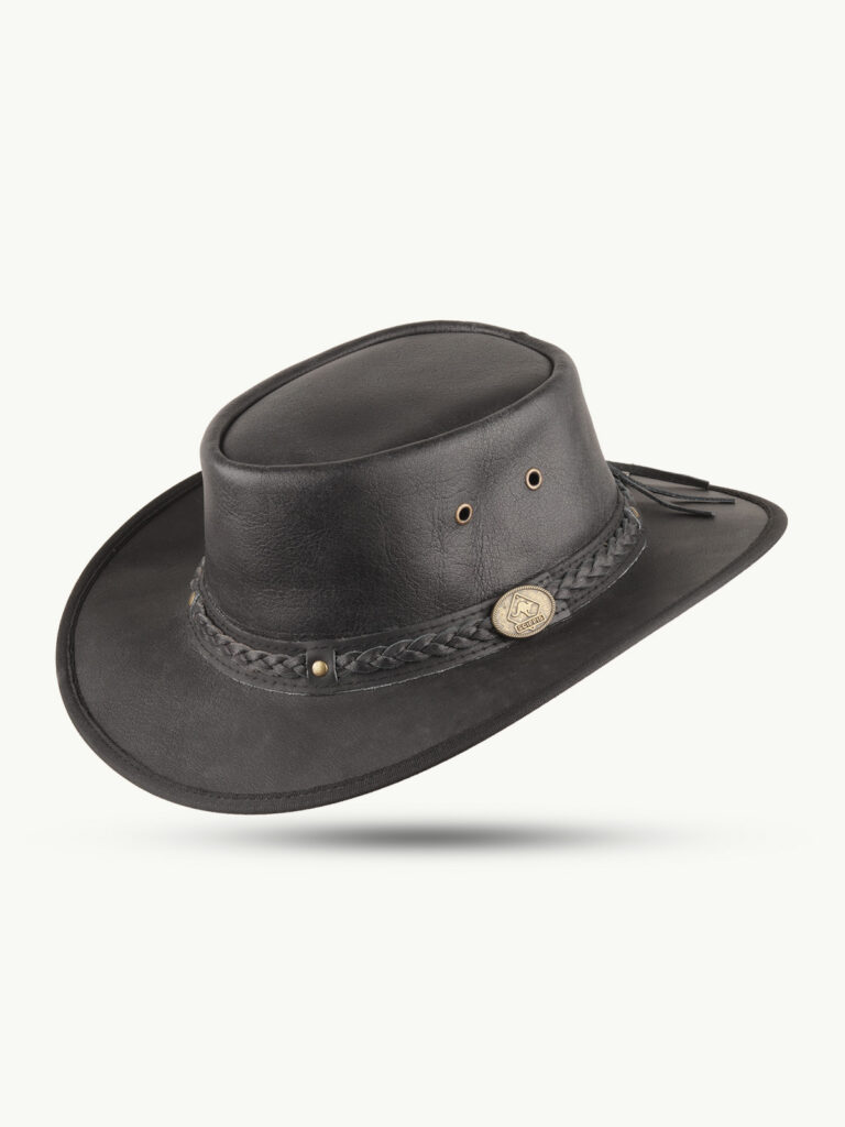 Scippis Lederhut Frisco – Echt Rindsleder – Outdoor Westernhut – Strapazierfähig & Wetterfest – Unisex – Cowboy Look Mit Flechtband
