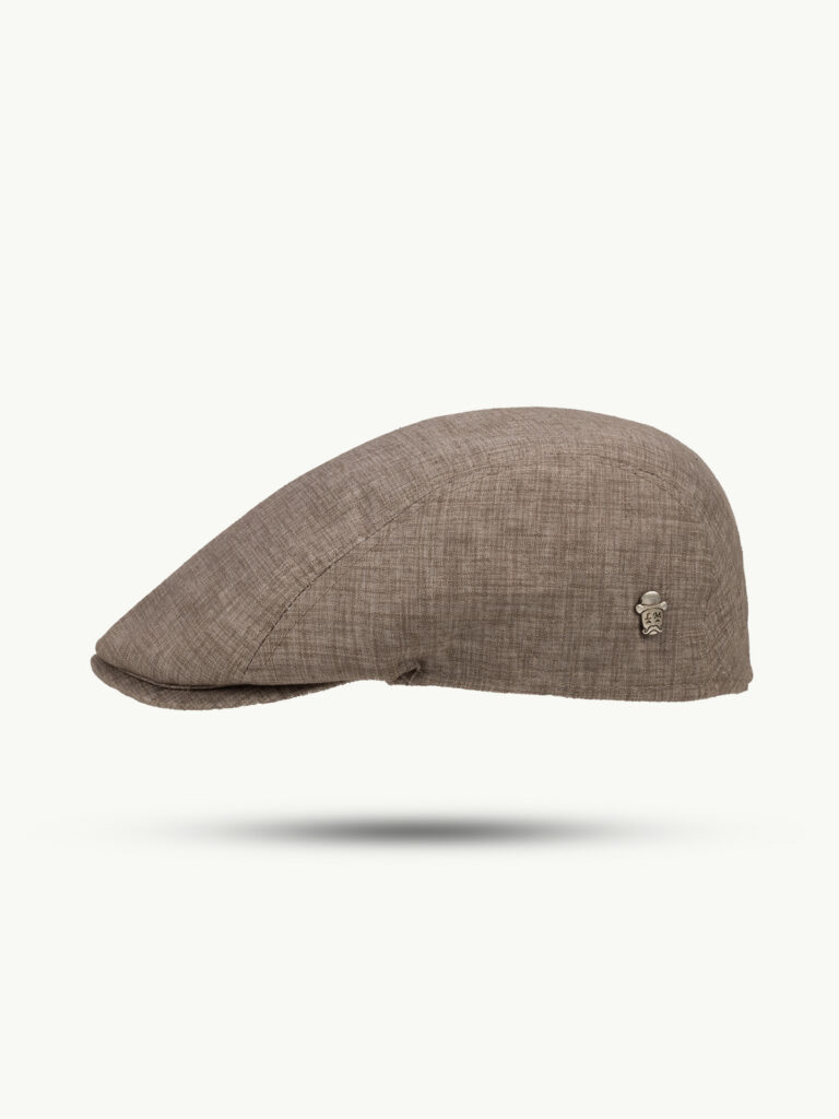 NAPOLI Leinen Schiebermütze in Beige – leichte Flatcap handgefertigt in Italien