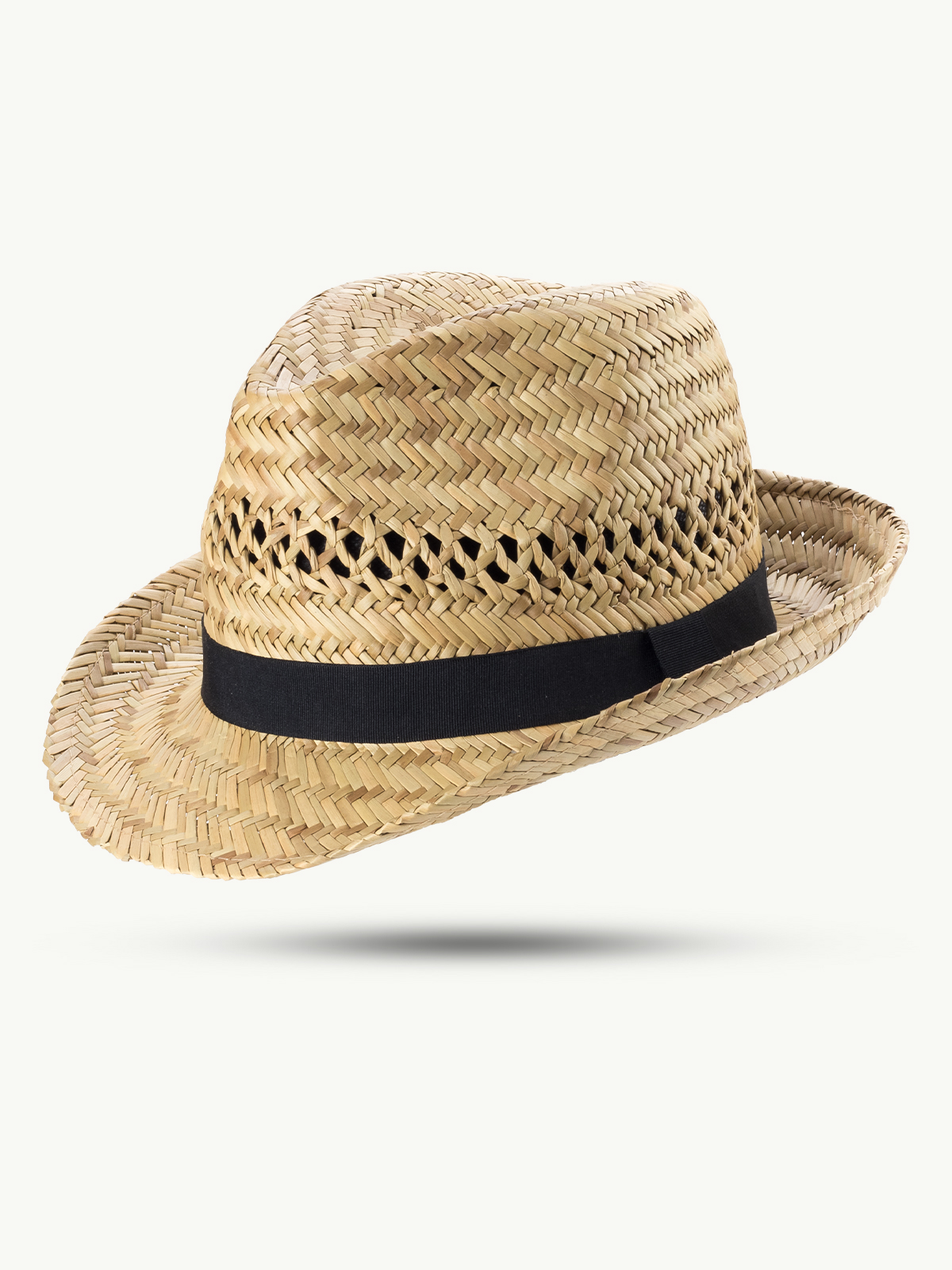 SCIPPIS HAVANA Trilby aus Naturstroh mit breitem schwarzem Stoffband