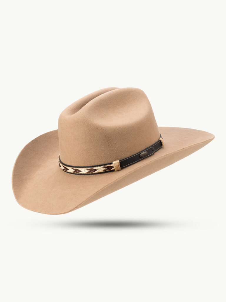 SCIPPIS POTRO Westernhut aus 100 Prozent Merinowolle in Tan mit breiter Krempe