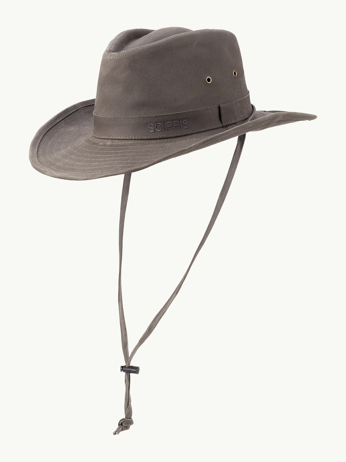 SCIPPIS MERIDIAN Outdoorhut aus gewachster Baumwolle in Olive mit breiter formbarer Krempe